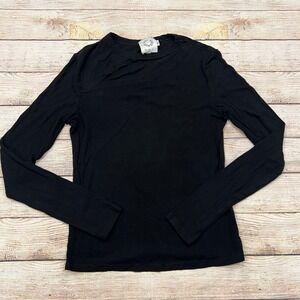 LILISIDONG Black Ribbed Long Sleeve Crew Neck Top‎ Arty Urban Pop Size Small